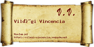 Világi Vincencia névjegykártya